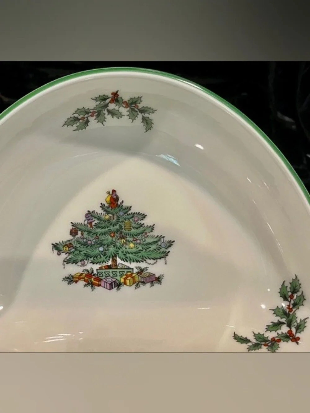 Spode Christmas Tree Oval Divided Serving Bowl EUC